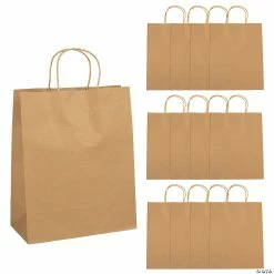 Hot Sale ⭐ 10 1/2" x 5 1/4" x 13" Large Brown Kraft Paper Gift Bags - 12 Pc. 🎁