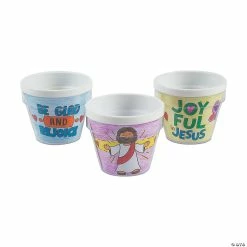 Budget 🤩 Color Your Own He Lives Flowerpots - 12 Pc. ✨ -Easter Crafts Sales color your own he lives flowerpots 12 pc 13820401 a01