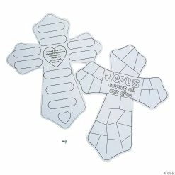 Discount 💯 Color Your Own Jesus Covers All Our Sins Crosses - 12 Pc. ✨ -Easter Crafts Sales color your own jesus covers all our sins crosses 12 pc 13757447 a02