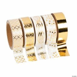 New 👏 Gold Foil Print Washi Tape - 5 Pc. 💯