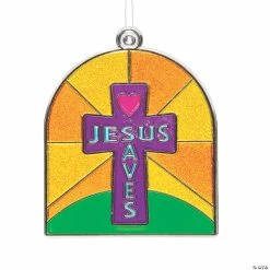Best deal 🎁 Jesus Saves Suncatchers - 24 Pc. ⌛ -Easter Crafts Sales jesus saves suncatchers 24 pc 13786064 a01