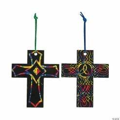Wholesale 🛒 Magic Color Scratch Cross Ornaments - 24 Pc. 🛒